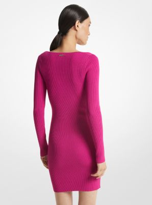 Rippstrickkleid mit Karree-Ausschnitt