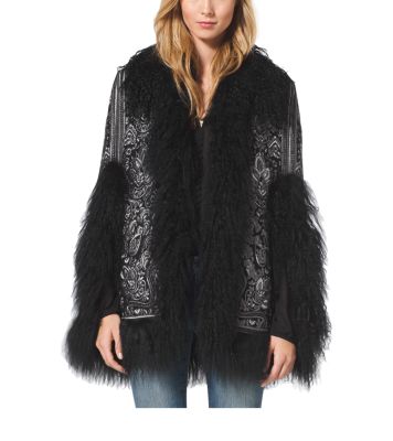 Fur-Trimmed Embroidered Coat | Michael Kors