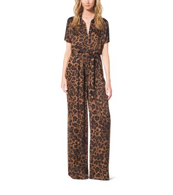 Leopard Print Jersey Jumpsuit Michael Kors Canada