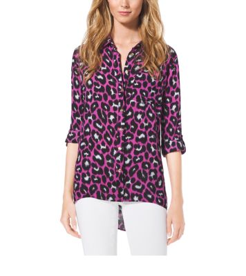 Leopard-Print Button-Down Shirt | Michael Kors
