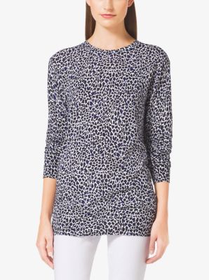 Animal-Print Cotton-Blend Sweater