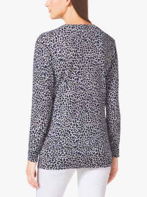 Animal-Print Cotton-Blend Sweater