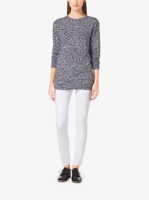 Animal-Print Cotton-Blend Sweater