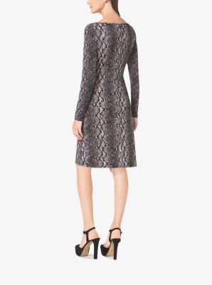 Snake-Print Long-Sleeve Dress