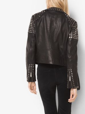 Michael kors studded shop leather moto jacket