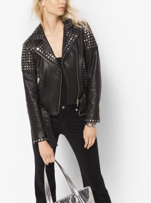 michael kors leather moto jacket women's