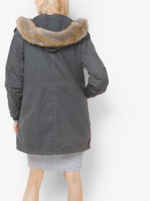 Faux-Fur Lined Twill Parka