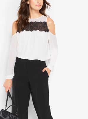 Lace-Trim Peekaboo Blouse
