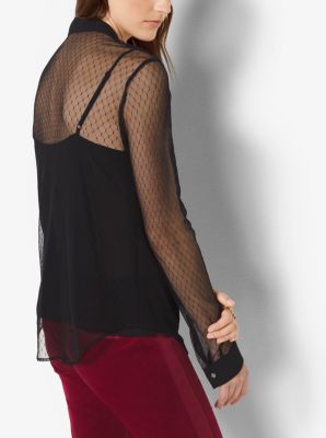 Point D&rsquo;Esprit Lace Tie-Neck Blouse