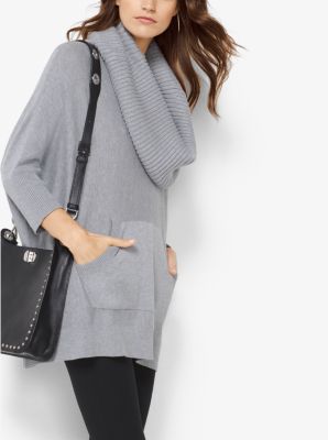 Cotton-Blend Cowlneck Poncho