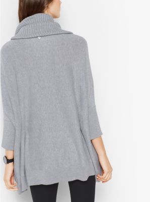 Cotton-Blend Cowlneck Poncho