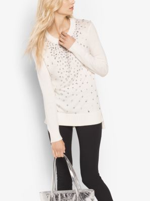 Embellished Wool-Blend Sweater