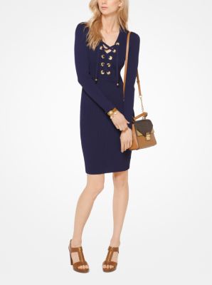 Michael kors lace up best sale ribbed dress