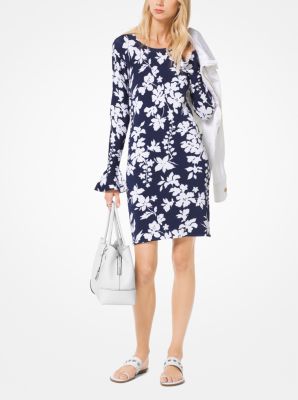 Floral Stretch-Viscose Bell-Cuff Dress | Michael Kors