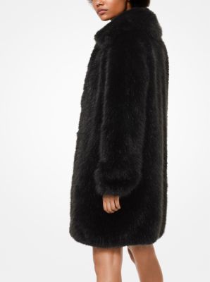 Michael kors black fur on sale coat