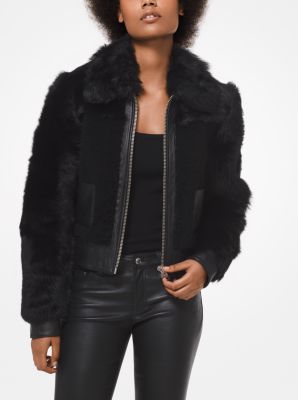 Michael kors hotsell shearling bomber jacket