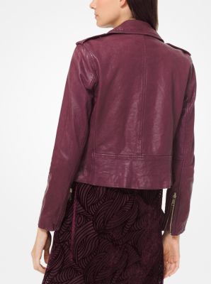 Michael kors hotsell purple leather jacket