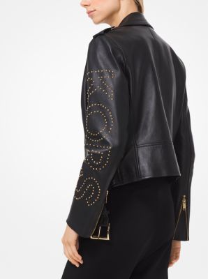 Michael kors studded leather jacket hotsell