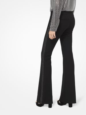 Embellished Stretch-Twill Flared Trousers