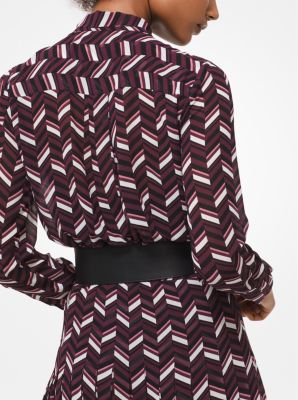 Chevron Georgette Tie-Neck Blouse