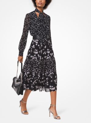 Mini Rose Chiffon Tie-Neck Blouse