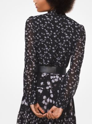 Mini Rose Chiffon Tie-Neck Blouse