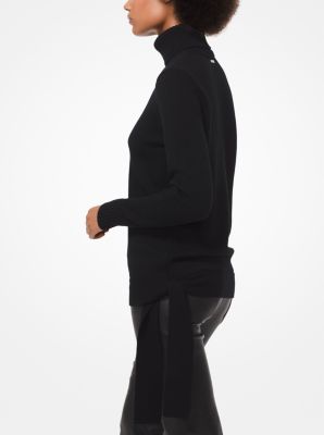 Merino Wool-Blend Side-Tie Turtleneck image number 1