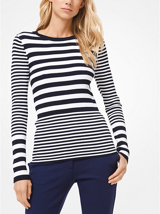 Striped Ribbed Stretch-Viscose Sweater image number 0