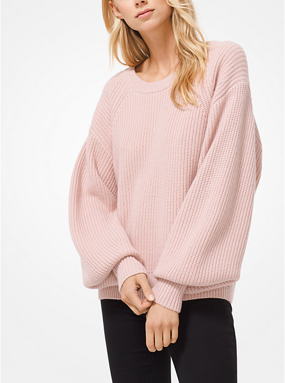 Ribbed Knit Blouson-Sleeve Sweater image number 0