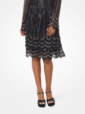 embroidered lace tiered dress michael kors