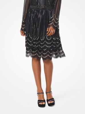 michael michael kors embroidered lace tiered dress