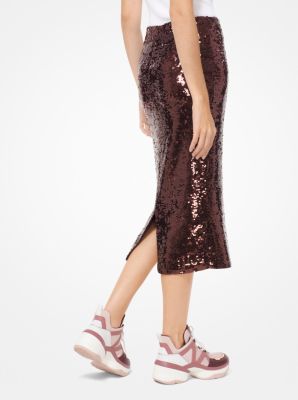 Jupe fourreau en jersey et &agrave; paillettes