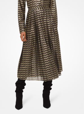 Metallic Striped Georgette Skirt | Michael Kors