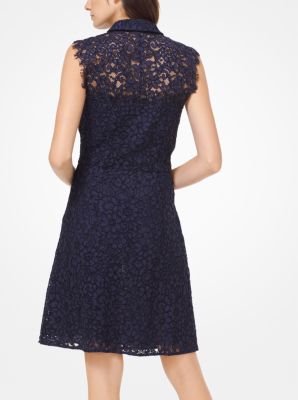 Corded Lace Tie-Neck Dress