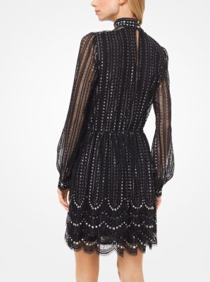 michael kors embroidered lace tiered dress