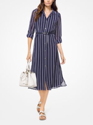 Striped Georgette Shirtdress Michael Kors Canada