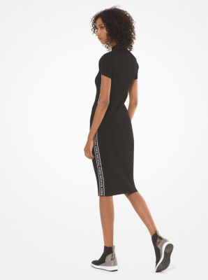 logo tape ribbed knit dress