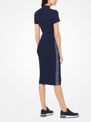 Michael michael kors logo cheap tape ribbed knit dress