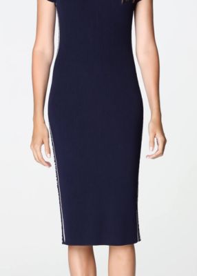 michael kors belted ribbed knit dress