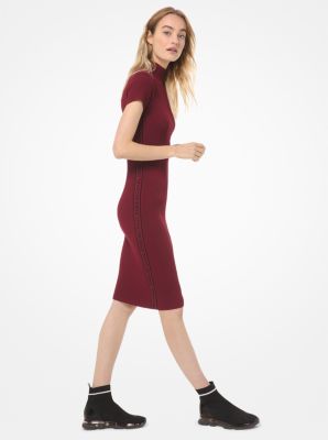 Michael kors logo tape ribbed knit on sale dress