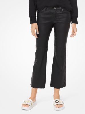 Cropped Flare Leather Pants