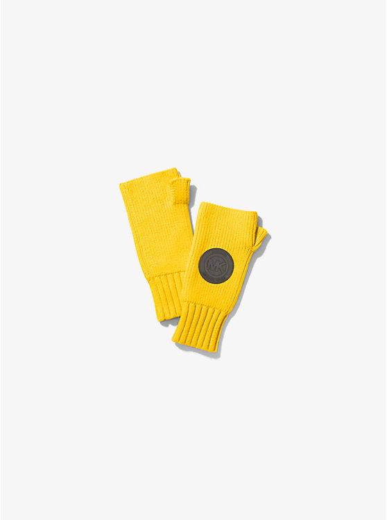 Logo Patch Ribbed Nylon-Blend Fingerless Gloves image number 0
