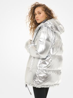 Metallic Quilted Puffer Jacket