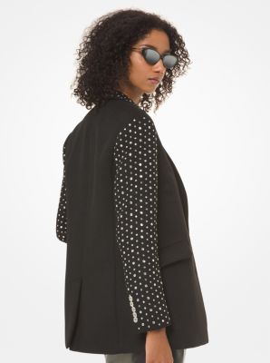 Embellished Wool Blend Boyfriend Blazer