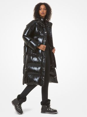 michael kors black trench coat with hood