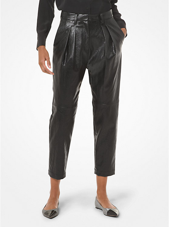 Pantalon plissé en faux cuir image number 0