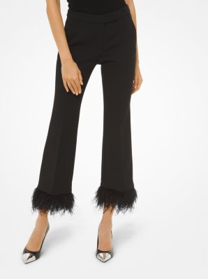 Feather-Trimmed Pants - Black Pants - Black Straight Leg Pants - Lulus