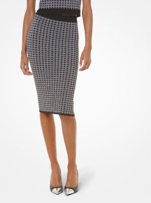 Check Viscose and Nylon Tube Skirt