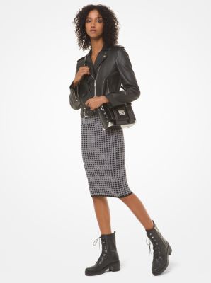 Check Viscose and Nylon Tube Skirt