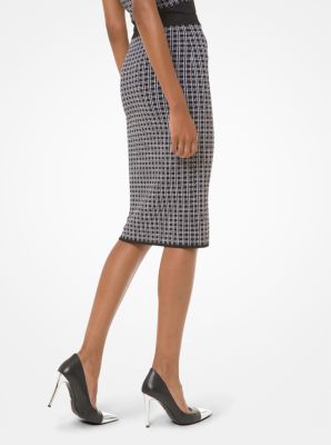 Check Viscose and Nylon Tube Skirt